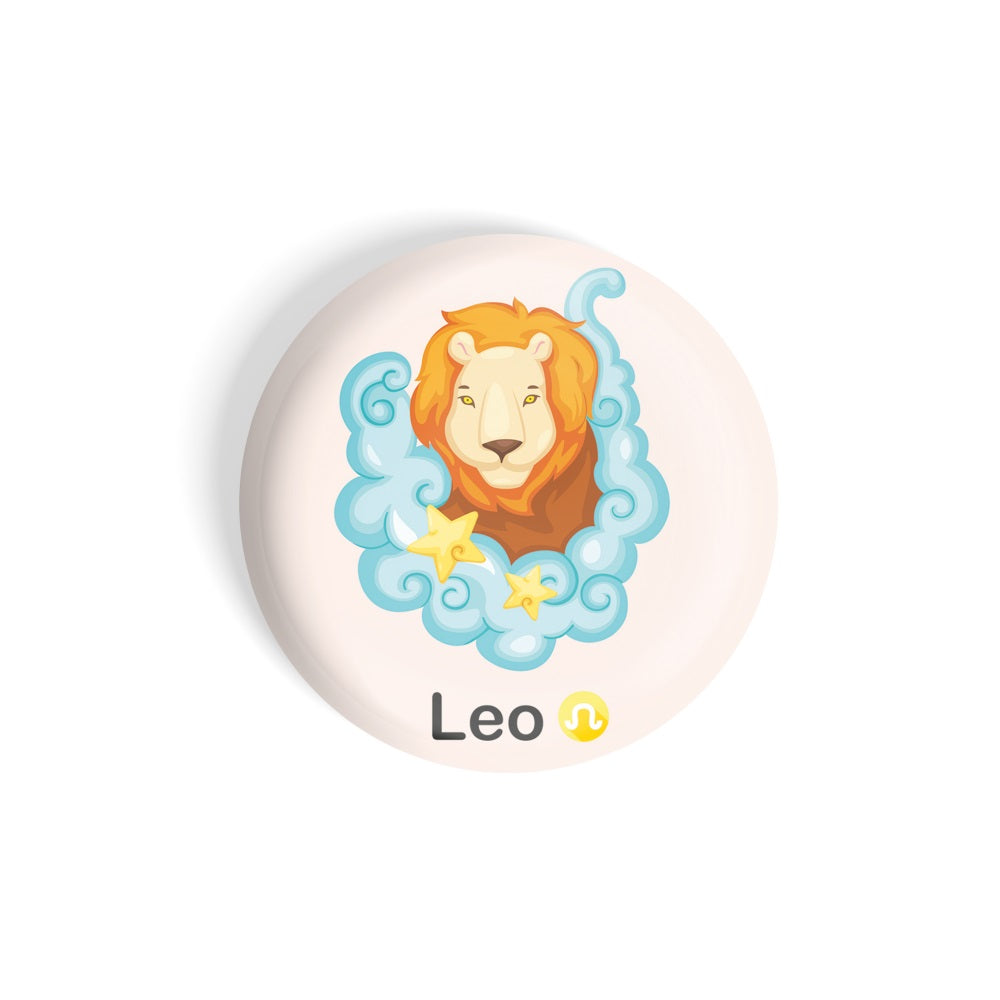 dhcrafts Round Fridge Magnet Pink Color Cute Zodiac Sign Leo D3 Glossy Finish Design Pack of 1 (75 mm)